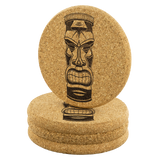 Tiki Head Cork Coasters